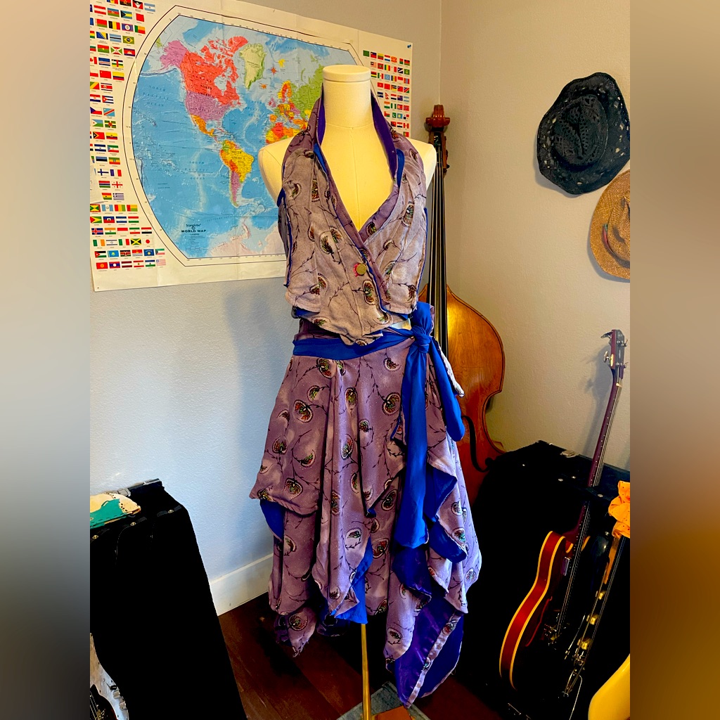 Vintage Fabric Boho Two Piece Flowing Outfit Hand Made In Austin Texas